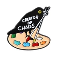 Emaille-Anstecknadel Creator of Chaos mit schwarzem Vogel und Pinsel auf Farbpalette - Vogel Palette Stil(QHXZ3559)