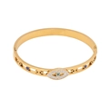 Golden stainless steel snake bangle featuring blue enamel evil eye and sparkling crystals - Evil Eye Style (1#)