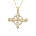 Elegante collana placcata oro con nodo celtico e pietre di zircone bianco lucido - Stile Nodo a Croce Celtica (h230)