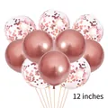12-inch rose gold party balloon set with confetti and metallic latex finish for decor - Rose Gold