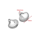 Polished silver scallop shell charm for DIY jewelry with 16mm width and 2mm hole size - 16mm Half Striped Shell Steel Color