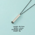 Collana con ciondolo rettangolare argento con catena nera e specifiche 45+5cm - Nero (Blocco di Colore)