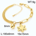 18K gold plated snowflake and bell charm bracelet with layered chain design - Gold Snowflake Bracelet (KB165570-Z)