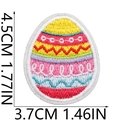 Embroidered Easter egg patch with colorful patterns and dimension measurements - Embroidery Egg Combo