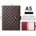 A5 faux leather notebook with brown checkered pattern and six-ring binder mechanism - A5 / Black and Brown Grid