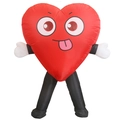 Inflatable red heart costume with funny cartoon face and white gloves for party events - Mischievous Heart / One Size
