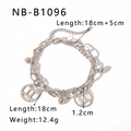 Silver double-layer zodiac bracelet with Gemini charms and beads on stainless steel chain - Gemini Style (NB-B1096-SZ)