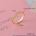 Bague délicate en cuivre plaqué or 18 carats avec zircons et anneau fin raffiné - 22 Zircons Taille 7