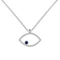 S925 sterling silver necklace featuring a silver evil eye pendant with blue crystal - 925 Silver / White Gold Blue Zirconia (DY190693-S-W-BA)