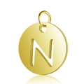 Pendentif lettre N en acier inoxydable doré pour création de bijoux artisanaux - Or Lettre Creuse N (T514G-N)