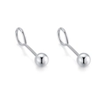 Minimalist S999 sterling silver ball stud earrings with polished metallic finish - S999 Fine Silver (Marked S999) / Glossy Hook 2.5MM