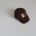 Dark brown distressed cotton baseball cap for kids with wnag letter embroidery - 54CM 3-8 Years / Brown