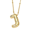 Collier plaqué or avec pendentif lettre J et accents en zircons scintillants - Lettre J