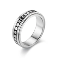 Silver stainless steel moon phase spinning ring with engraved astronomical patterns - 6mm Dot Pattern-Size 12