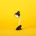 Mini magnetic black clip-on night light with white flexible neck on yellow background - Round Head Clip Lamp (LD10B) / Black