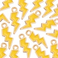 Yellow enamel lightning bolt charms with gold plating for DIY jewelry making - Yellow
