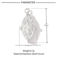 Detailed view of silver stainless steel zircon pendant with 14mm height and 6mm width specs - Silver Marquise (VG091)
