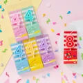 Colorful 3.8cm number 4 and 8 birthday candles with happy birthday base in pastel colors - PVC Box Candy Number Candle 4