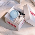 Minimalist light blue quartz watch set with whale tail bracelet in a premium gift box - No Box / Blue