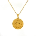 Collana con segno zodiacale Toro placcata oro 18 carati con ciondolo a moneta - Toro