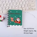Green Christmas spiral notebook with Santa Claus sleigh design, 10.5x8.5cm mini notepad - Christmas Spiral Notebook - Green