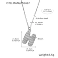 18k gold plated stainless steel necklace with letter H zircon pendant - Rp017-h Letter Steel Necklace 40+5cm