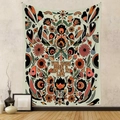 Detail of Bohemian tapestry with floral sun moon pattern and retro art typography - GT250079 / 73X95CM (Brushed Fabric)