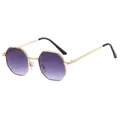 Octagonal metal sunglasses with purple gradient lenses and gold frames in classic style - Gold Frame Gradient Gray Lens