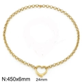 Collana a catena in acciaio inossidabile dorato con pendente a cuore cavo lungo 450mm - Collana con Ciondolo a Cuore Colore Oro (KN291806-Z)