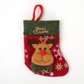 Calcetín navideño porta cubiertos con muñeco de reno y bordado dorado Merry Christmas - Estilo Alce