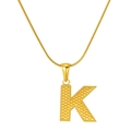 Titanium steel letter K pendant necklace in gold finish with snake chain for women - Letter K (S-P004-K)