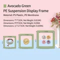 Avocado green PE membrane jewelry display boxes in three sizes for rings and necklaces - Round Base / Avocado Green
