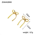 Minimalist gold bow-knot earrings in 14K vacuum plating with snake chain texture - ZE46442BW0 Gold Woven Bow