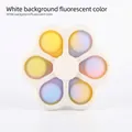 Fidget spinner pop a fiore fluorescente a sei petali con bolle numerate su telaio bianco - Bianco fluorescente