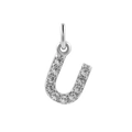 Silver micro-paved zircon letter U pendant charm with 18k gold plating for jewelry DIY - Steel-U
