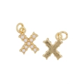 Golden letter X pendant with inlaid pearls and textured metal finish for necklaces - Letter X