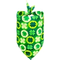 Green St. Patrick's Day pet bandana with four-leaf clover patterns and knot design - M / Clover Circle