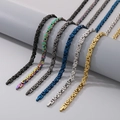 Conjunto de joyas de cadena bizantina en seis colores en un soporte cilíndrico - Collar de 6mm de Ancho y 66cm / Color Acero