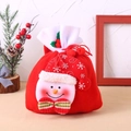 Christmas snowman drawstring gift bag made of plush red fabric for festive candy packaging - White Border Christmas Snowman Bag