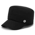 Gorra militar de invierno para hombre en lana negra con insignia de estrella y orejeras - Negro