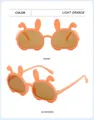 Foldable light orange children sunglasses with cute rabbit ears and UV protection lenses - Light Orange