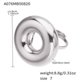 Gepolijste zilveren roestvrijstalen holle ring voor dames, maat 7, diameter 2,8 cm - US 7 / Zilver