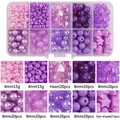 DIY purple beaded jewelry set with heart and star glass beads in a storage case - Box Packaging / Purple