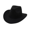 Classic black vintage western cowboy hat with wide curved brim and felt jazz style fedora - M (56-58cm) / Black