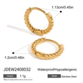 Detailed view of twisted rope stainless steel earrings with precise size measurements - JDEW2408032 Twisted Ring