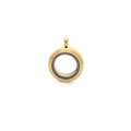 Gold stainless steel glass locket pendant with circular transparent compartment for jewelry - 20mm Gold Color - Screw Open
