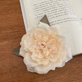 Elegant cream orchid hair clip with green leaves and pearls on vintage book background - Creamy Simulation Flower (2)
