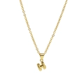 Polished 18k gold plated brass balloon letter H pendant with delicate link chain - Letter H