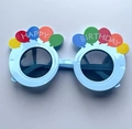 Sky blue birthday party glasses featuring colorful balloons and Happy Birthday text - Blue Birthday Balloon
