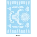 Mandala style white lace henna temporary tattoo sticker W-0847 with floral pattern - Wavy Border Mandala Style (W-0847)